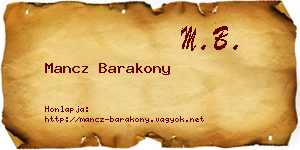 Mancz Barakony névjegykártya